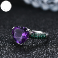 wholesale S925 sterling silver thorn bud design love-shaped gemstone ring with natural amethyst-0-1