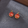 wholesale Gold-plated 925 Ancient Silver Enamel Fortune Attraction and Blessing Drop Pendant for DIY Bracelet String Accessory-0-17