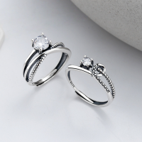 wholesale S925 Sterling Silver Korean-style Lady Elegant Zircon Inlaid Irregular Line Cross Index Finger Open Ring for Women-YJ419/B model is about 2.4 grams. The opening is adjustable.