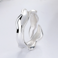 wholesale S925 Sterling Silver Korean Version Ins Minimalist Style Geometric Irregular Wave Texture Versatile Open Ring-0-0