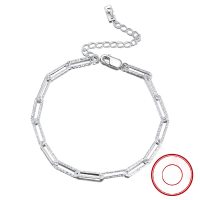 wholesale S925 Sterling Silver Cloud-Pull Jewelry Bracelet, 35*12MM Starry Sky Paperclip Pattern with Cross Chain-14K gold 16.5cm + 5cm approx. weight: 2.51g  925 silver