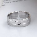 wholesale S925 Sterling Silver Irregular Metallic Texture Open Ring for Women,-0-2