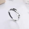 wholesale S925 sterling silver retro INS minimalist style black epoxy H letter ring small design index finger ring for women-0-1