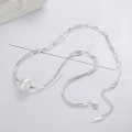 wholesale S925 Sterling Silver Korean-style Multi-layer Snake Chain with Wishing Fulfilled Wire Drawing Process Stackable Necklace-0-2