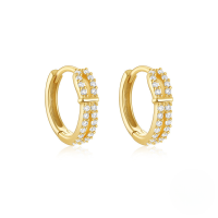 wholesale 925 Sterling Silver New Irregular Twisted Row Zircon Hoop Earrings With S-shaped Cross Ear Clasp, European And American Light Luxury Design-Gold#4 925 silver