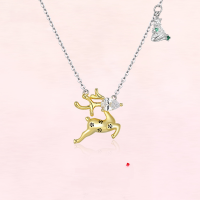 wholesale 925 Sterling Silver "Deer with You" Necklace for Women, Fashion Jewelry Birthday Gift for Girlfriend, Collarbone Chain-Matching chain platinum 40+2.5+2.5cm&gt;925 silver