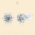 wholesale 925 Sterling Silver Moissanite Snowflake Earrings Simple Stud Earrings Source Live Streaming Hot Sale Silver Earrings In-Stock Set-0-0