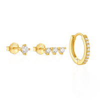 wholesale S925 Sterling Silver Classic Hoop Earrings Set For Women, High-endins。-3-piece set - Gold#7&gt;925 silver