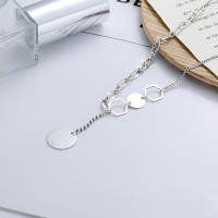 wholesale S925 Sterling Silver Korean Style I Love You Pendant with Plaque and Fringe Choker Necklace-YFL237/approx. 8.3g 925 silver