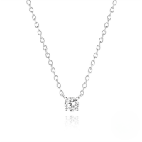 wholesale S925 Sterling Silver Super Sparkling Moissanite Classic Single Zircon Pendant Collarbone Chain, Korean Style Minimalist High-end Necklace For Women-White gold (4MM)  925 silver