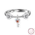 wholesale S925 Sterling Silver Cloud-Pull Jewelry Heart Key Design, Versatile and Fresh Style Ring for Wholesale-0-5