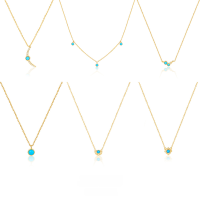 wholesale 925 Sterling Silver Turquoise Necklace, Small and Exquisite Retro Women's Collarbone Chain, European and American Fashion Cross-Border Jewelry-Style 1 925 silver