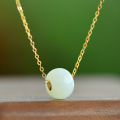 wholesale 18K Gold with certificate Jadeite Pendant Necklace, small and niche luxury style, designed with Hetian jade accessory-0-0