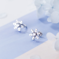 wholesale S925 silver ear clips for women, Korean-style small fresh romantic Christmas snowflake non-pierced flower ear accessories E5902-0-3
