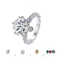 wholesale S925 Sterling Silver Moissanite Ring for Women 5ct Honey Snow Flower Bud Luxurious High-End Proposal Wedding Ring Wholesale-White (5 carat moissanite ring)  US size 6