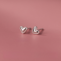 wholesale S925 Sterling Silver Heart Stud Earrings, Ins-style Design, Sweet and Petite Women's Ear Jewelry M03697-S925 silver pair gold 925 silver