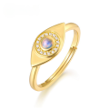 wholesale S925 Sterling Silver Gold-Plated New European and American Style Evil Eye Ring, Fashion Minimalist Cross-Border Exclusive for Women-0-0