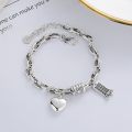 wholesale S925 Sterling Silver Korean-style Creative Abacus 3D Heart Patch Tube Bead Element Accessory Trendy Cool Bracelet-0-0