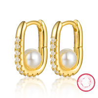 wholesale S925 Sterling Silver Small French Retro Ear Clasps for Women, Square Imitation Pearl and Rhinestone Earrings, Foreign Trade Jewelry Wholesale-Platinum 925 Silver