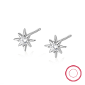 wholesale S925 Sterling Silver Eight-Pointed Star Stud Earrings with Diamond Accents, Small Sun Earrings for Women, Minimalist Fashionable and Unique INS Style Earrings-0-0