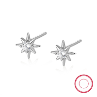 wholesale S925 Sterling Silver Eight-Pointed Star Stud Earrings with Diamond Accents, Small Sun Earrings for Women, Minimalist Fashionable and Unique INS Style Earrings-Gold>925 silver
