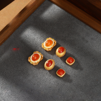 wholesale S925 Silver Gold Plated Antique Gold Baoshan Southern Red Pendant Spacer Beads Loose Beads for DIY Accessories, Bracelet, Necklace-Zhengfang Nanhong