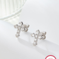wholesale S925 Sterling Silver Cross Stud Earrings with Diamond Inlay, Trendy and Fashionable High-End Retro Jewelry-0-1