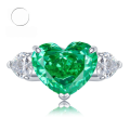 wholesale [] 925 Sterling Silver Full Setting with 10*12 Emerald Green Ice Flower Cut Heart-Shaped Stone Women's Ring, New Style by Mu Jing Jewelry-0-0