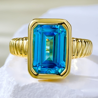 wholesale S925 Silver Musing Jewelry New Aquamarine Color Ring Women's Rectangle 8*12-R770 Ocean Blue No. 6
