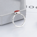 wholesale S925 Sterling Silver Vintage Set Square Red Agate Ring Creative Bamboo Joint Design Open Adjustable Ring for Women-0-0