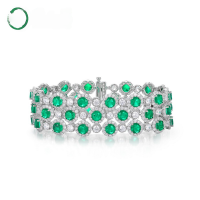 wholesale S925 Sterling Silver Cross-Border European and American Light Luxury Royal Dazzling Full-Diamond Bracelet, Fully Set with Lab-Grown Colored Gemstone Jewelry for Wholesale and Customization-Cultivated Sapphire>925 Silver