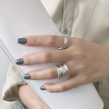 wholesale S925 Sterling Silver Korean Style Personalized Wide Band Brushed Ins Minimalist Ring for Women-0-2