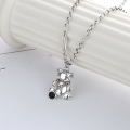 wholesale S925 Sterling Silver Retro Bear Necklace with Chain, Trendy and Cool Hip-Hop Style Unisex Pendant for Couples-0-0
