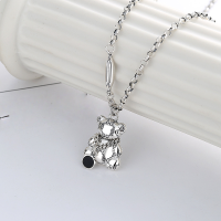 wholesale S925 Sterling Silver Retro Bear Necklace with Chain, Trendy and Cool Hip-Hop Style Unisex Pendant for Couples-YL264/approx. 10.23g>925 silver