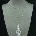 wholesale 925 Silver Gold-Plated Chain with High-Carbon Diamond and Peacock Feather White G Light Luxury Fashion Jewelry Necklace for Women-0-2