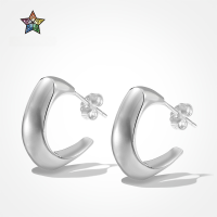 wholesale Sterling Silver European and American Cross-Border Earrings for Women, Minimalist Plain Geometric Design, High-Quality Polished Surface with Silver Ear Posts for Ear Care-DY1D0474-SS-NA 925 Silver