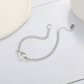wholesale S925 Sterling Silver European and American Minimalist Style AB Chain with Hollow Round Frame Geometric Versatile Bracelet for Women-0-1