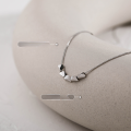 wholesale S925 Sterling Silver Geometric Lucky Bead Bean Necklace for Women, Minimalist and Luxurious Small Design Collarbone Chain Birthday Gift-0-0