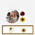wholesale S925 Sterling Silver 14K Sunflower Pendant with Natural Garnet, Factory Direct-0-2