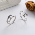 wholesale S925 Sterling Silver Bamboo Joint and Leaf Open Ring, Literary and Artistic, Fresh and Sweet, Pastoral Style, Index Finger Ring for Women-0-0