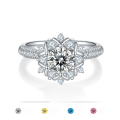 wholesale S925 Sterling Silver Light Luxury Snowflake Moissanite Ring, 1 Carat Round Moissanite Engagement Ring for Women with Certificate-0-4