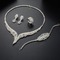 wholesale S925 silver luxurious bridal necklace wedding banquet jewelry set for evening party matching-0-0