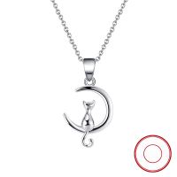 wholesale S925 Sterling Silver Jewelry Moon Cat Collarbone Necklace, Stylish and Versatile, Direct Factory Wholesale-925 silver