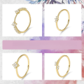 wholesale S925 Sterling Silver Plated with Moissanite Relaxed Sense Small Ring Golden Dawn Series Niche Trend Ring-0-7