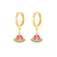 wholesale S925 Sterling Silver Mini Tropical Fruit Earrings, A Best-selling Creative Minimalist Design-Gold-Watermelon