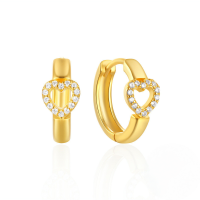 wholesale S925 Sterling Silver Geometric Love Open Earrings With Crystals, Irregular Design For Women-Gold #4