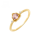 wholesale 9K Gold Japanese Minimalist Niche-style Morganite and White Zircon Ring, Spring New Collection-0-4