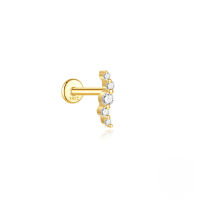 wholesale S925 Sterling Silver Geometric Irregular Zircon Cartilage Flat Head Spiral Ear Bone Stud-Single gold #11