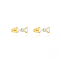 wholesale S925 Sterling Silver Star Pendant And Five-petal Flower Stud Earrings With Zircon Accents, Korean Style Minimalist Design-Gold#3 925 Silver