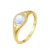 wholesale S925 Sterling Silver New Moon Zircon Engagement Ring, Trendy And Elegant For Daily Wear-Gold #7 7